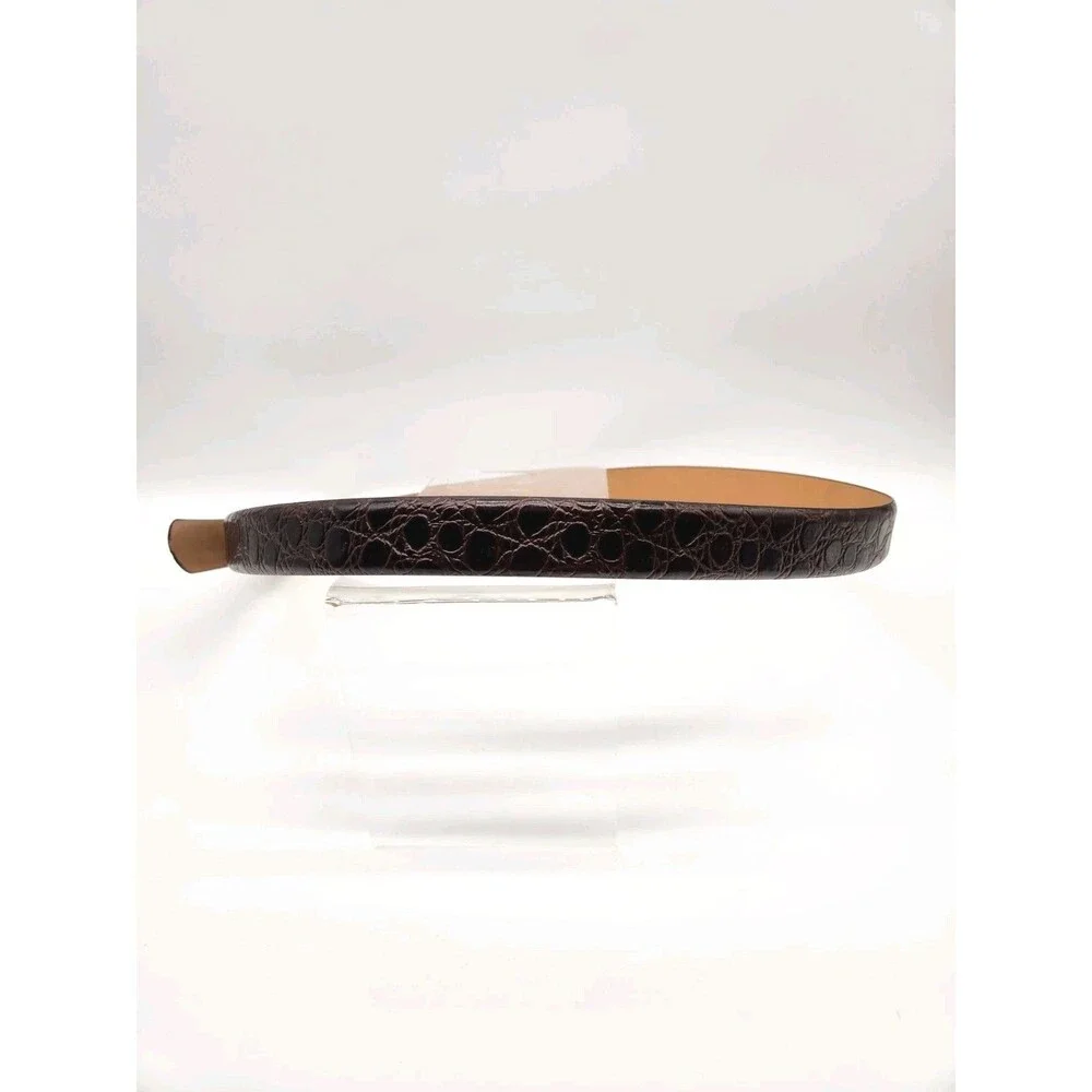 Avanti Size 42 Leather Dress Belt Dark Brown Croc Embossed Made In Italy